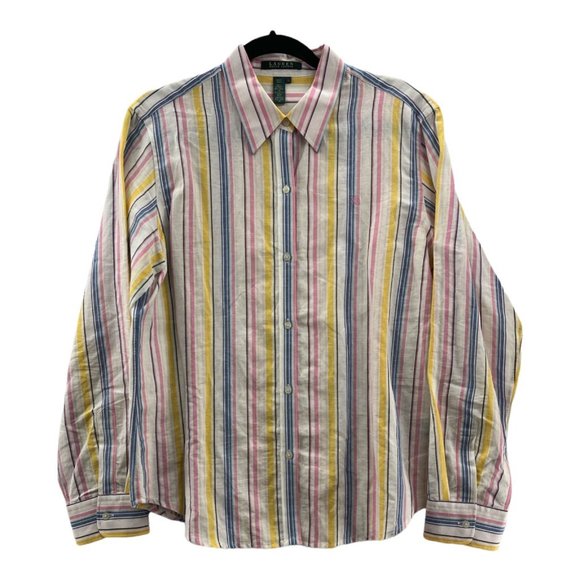 LRL Ralph Lauren Mens Button Front Shirt Multicolor Striped Long Sleeve L - Picture 1 of 8